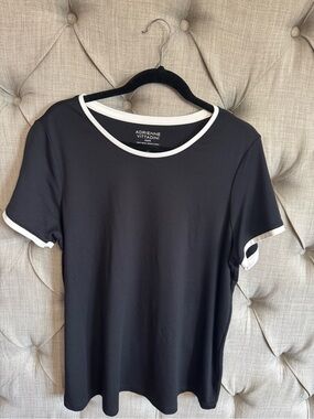 Adrienne Vittadini Black Tee with White Trim